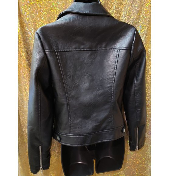 Forever21 Favorite Moto Jacket Black Faux Leather - Picture 4 of 9